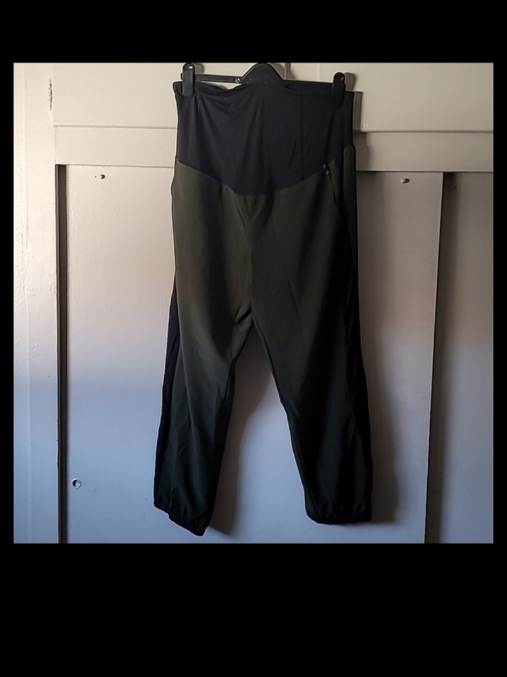 Isabel Maternity by Ingrid & Isabel Two-Tone Leggings in Black and Olive